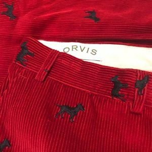 Orvis Bozeman Corduroy Pants Size 42 in Red/Black